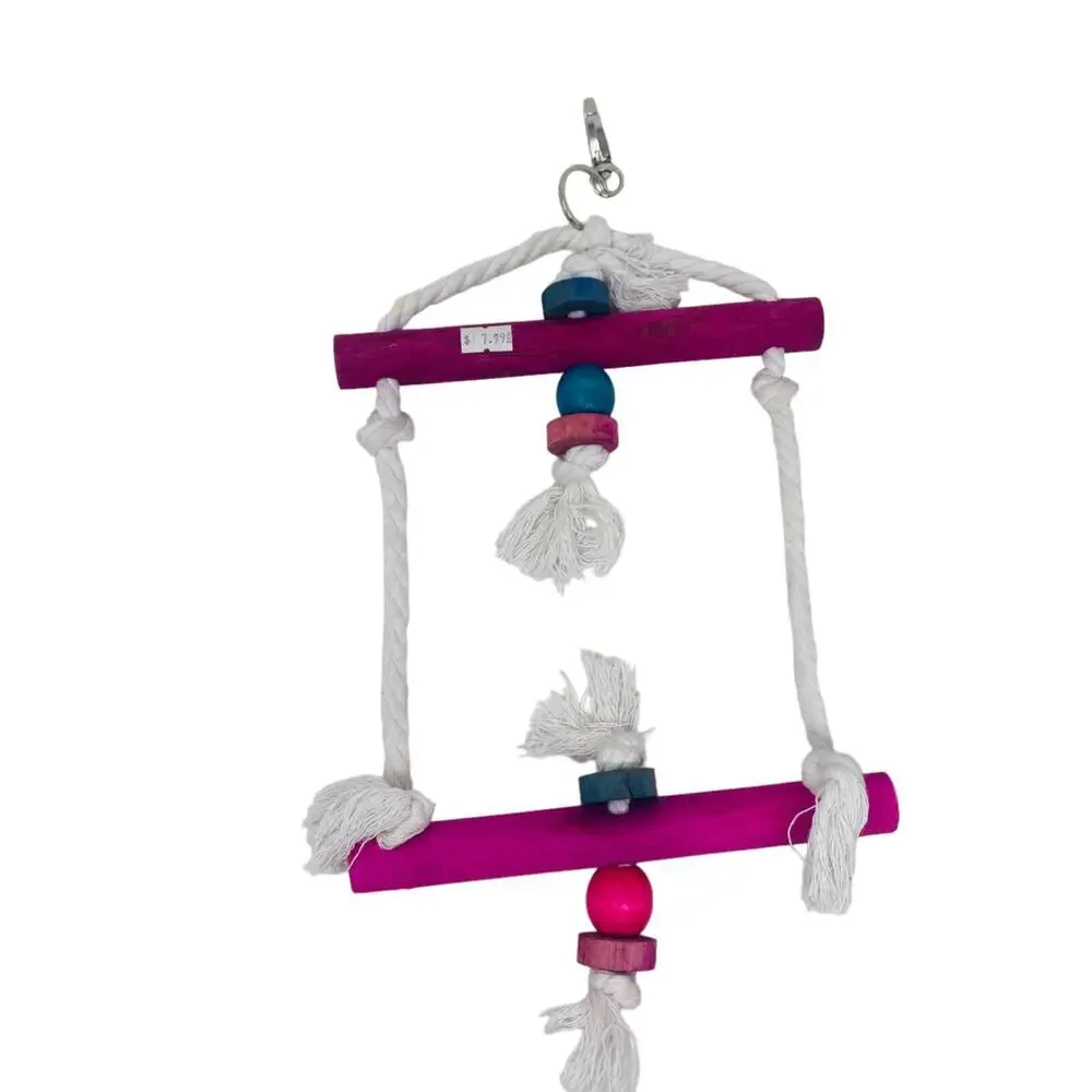 Rectangular Rope and Wood Bird Parrot Toy 10